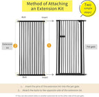 Lumizone Extra Tall Cat Gate Extension Kit 55.12" High Pressure Mounted 2025 New 29.52" Extra Wide 1.37" Gap No Drilling Tall Pet Gate for Dogs (Black, 55.12" H x 29.52" W, Extension)