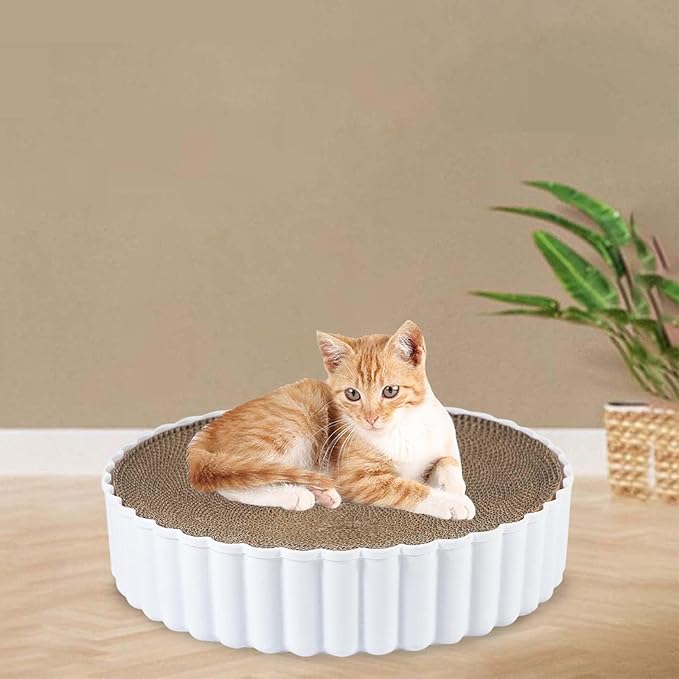 Cat Scratcher Cardboard,Cat Scratching Lounge Bed,Furniture Protection nest Cat Scratch Pad, Cat Cardboard Pad for Indoor Cats Training, White