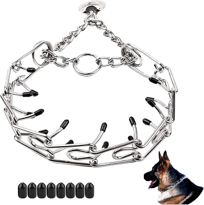 Love Dream Dog Prong Training Collar, Metal Choke Pinch Dog Collar with Comfort Tips, Adjustable Pet Training Collar for Small Medium Large Dogs (Large)