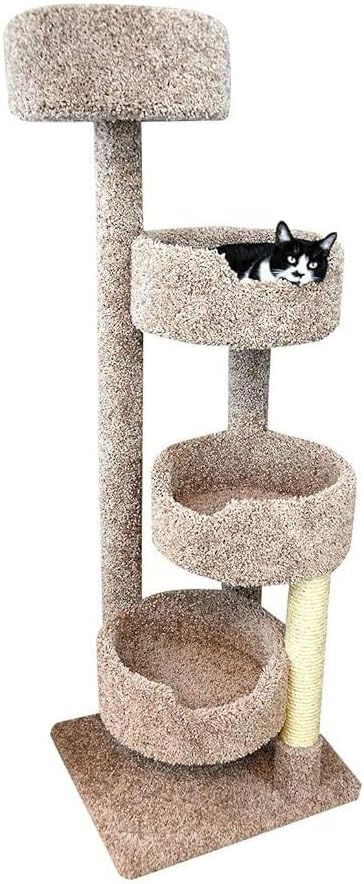Maykoosh Rustic Romance Large Cat Stairway Neutral Color Solid Wood Cat Playground, Modern Multi-Level Cat Tree Tower for Indoor Cats, 20" L x 20" W x 55" H Brown