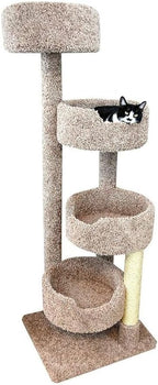 Maykoosh Rustic Romance Large Cat Stairway Neutral Color Solid Wood Cat Playground, Modern Multi-Level Cat Tree Tower for Indoor Cats, 20" L x 20" W x 55" H Brown