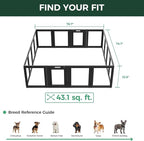 FXW AuraSpace Acrylic Indoor Dog Playpen for Puppies and Small Dogs, 24 Inch, 16 Panels, Black