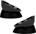 Bulldog Bowl Anti-Slip Dog Cat Dish Detachable Ceramic Dog Bowl Pet Sterile Tilted Pet Feeder Slope Base (Black Ceramic, 2 Cup)