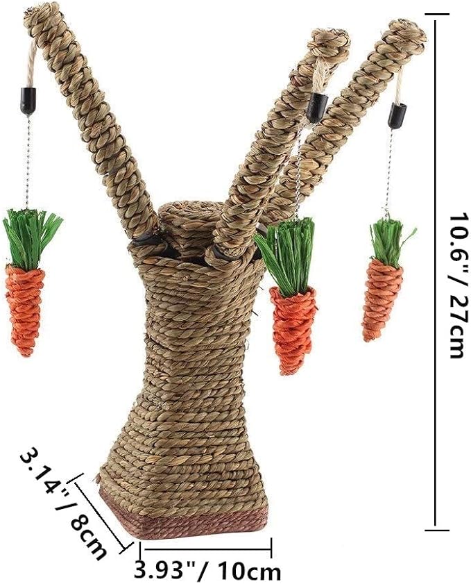 Litewoo Pet Climbing Tree Toy Rattan Grass Scratcher Bunny Toy Climbing Frame Activity Center with Carrot for Cat Rabbit Hamster Small Animal Toy
