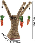 Litewoo Pet Climbing Tree Toy Rattan Grass Scratcher Bunny Toy Climbing Frame Activity Center with Carrot for Cat Rabbit Hamster Small Animal Toy