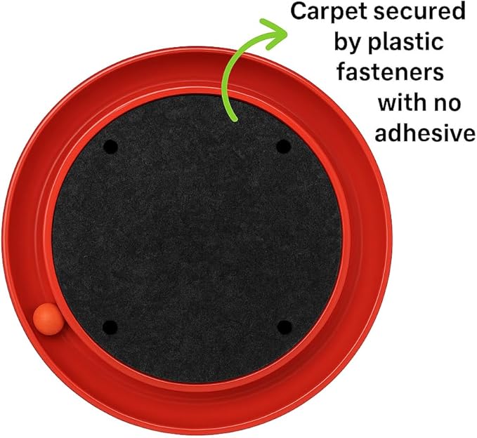 Cat Scratcher Toy with Ball – Interactive Scratching Carpet and Play Track for Stress Relief and Fun (Red, Round)