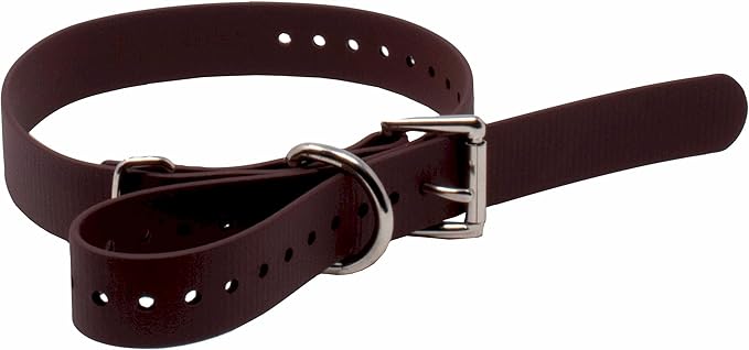 Educator Biothane Dog Collar, Waterproof, Odorproof, Metal Buckle and D Ring, Adjustable for Custom Fit, Cool and Comfortable, for Small, Medium, or Large Dogs, 1-Inch, Brown (Pack of 2)