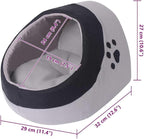 vidaXL Grey and Black Medium Cat Cubby Bed Portable Machine Washable Soft Polyester Fleece Crescent Design Indoor Pet Furniture Cubbies Cozy Hypoallergenic Contemporary