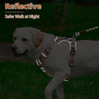 PUPTECK No Pull Dog Harness for Large, Adjustable Reflective Dog Harness with Handle Easy Control, Comfortable Soft Padded Pet Vest Harness for Large Dogs, Plaid Beige L