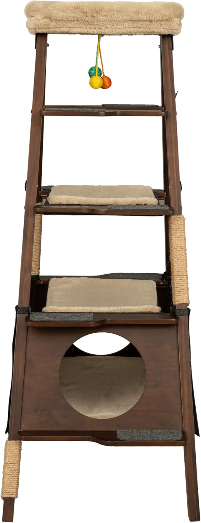 Stakmore Folding Cat Tree, Espresso – Hardwood & Plywood, No Assembly Required, Space-Saving Design