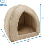 Best Pet Supplies Cat Bed for Indoor Cat, Domed Tent House with Removable Pillow, Covered Cat Cave for Small Dog, Puppies and All Breeds of Cats - Tan, 19 x 19 x H:19"