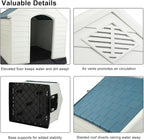 Bonnlo Plastic Dog House, Pet Dog Kennel Water Resistant for Small Medium Sized Dogs with Door, Indoor & Outdoor Use (28" H)