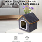 Cat Houses Indoor-Foldable Cat Dog House & Kennel Bed Mat for Kittens & Puppys,Enclosed Warm Cat Beds for Indoor Cats with Removable Cover for Winter,Dog House Cave Tent (Brown, S:10.2×11.8×12.6in)