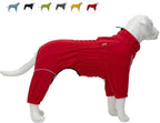 Lovelonglong Warm Dog Coat, Windproof Dog Jacket for Small Medium Large Dogs, 4 Legged Fleece Dog Winter Coat Zippered Closure Dog Outdoor Jacket Red XL