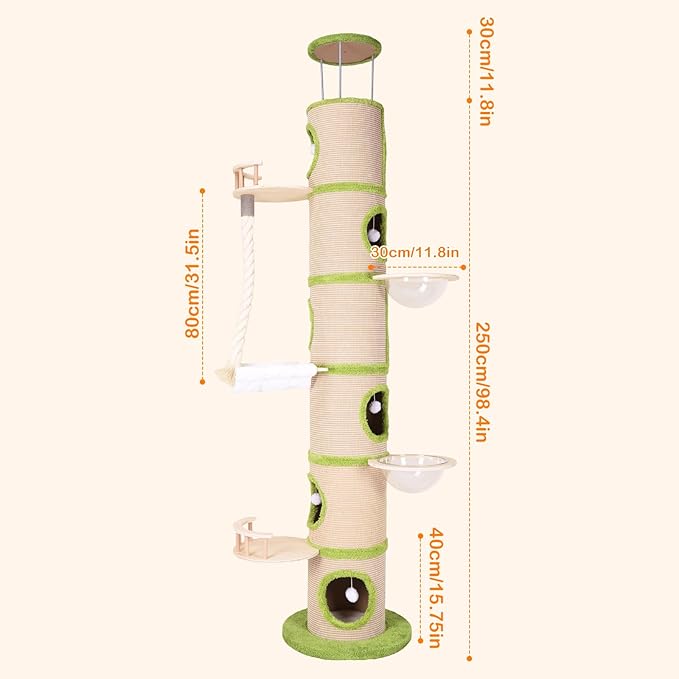 Generic Forest Large Cat Tree with Sisal Scratching Pad Tall Cat Tree Tower Super Large Cat Tree Tower for Indoor Cats Adults