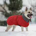 Kuoser Extra Warm Dog Coat, Windproof Cold Weather Dog Jackets for Large Dogs, Thick Fleece Lining Pet Turtleneck Snowsuit Reflective Adjustable Puppy Winter Coat Doggie Snow Jacket Red, XL
