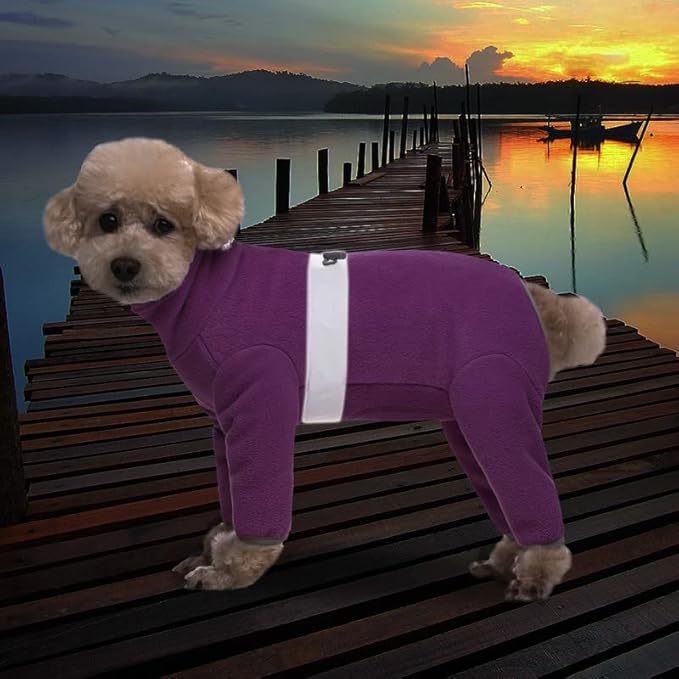Polar Fleece Dog Coats for Small Medium Dogs, Winter Jacket Sweater Vest Bodysuit, Four-Legged Warm Clothes Pajamas