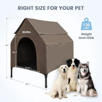 36" Large Dog House for Large Dog Indoor or Outside, Weatherproof 600D PVC Outdoor, Featuring Breathable 2x1 Textilene Elevated Dog Bed, Easy Clean (Brown)