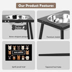 Metal Elevated Dog Bowls, 17in Tall Raised Dog Bowl Stand, Dogs Raised Stand with 3000ml Stainless Steel Bowls and Sprill Proof Mat for Extra Large Breeds