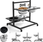 SHAINFUN Elevated Dog Bowl Stand with 4 Stainless Steel Bowls (58oz) & 1 Slow Feeder, 9 Height Adjustable Raised Dog Bowl from 4.9" to 14.5" for Large Dogs & Multi-Pet Homes