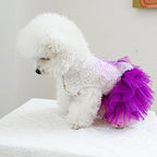 Fashion Sweet Puppy Dog Blingbling Princess Skirt Pet Dog Lace Cake Camisole Tutu Dress B-Purple L