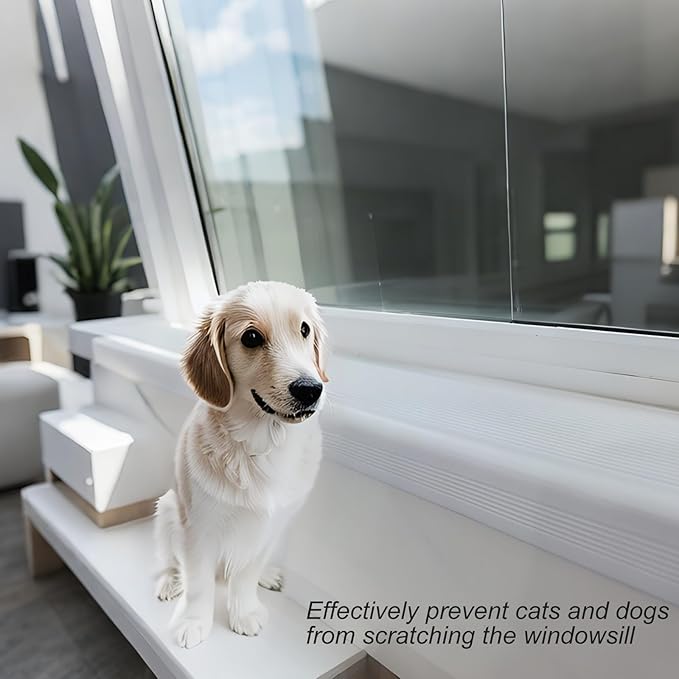 Dog Cat Scratching Windows Sill Protector，Window sill Cover，Rubber Anti Scracting from Dog Cats for Home Furniture Edge Protection Flexible Rubber L-Type 4x1.6inch Non Slip Cuttable(78.7" White)