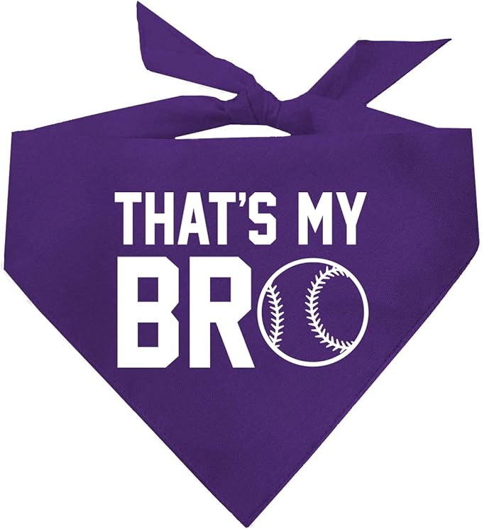 That's My Bro Dog Bandana | 100% Cotton Adjustable Triangle | Made in USA | Baseball| Sports | Biggest Fan | Game Day | Purple, One Size (535)