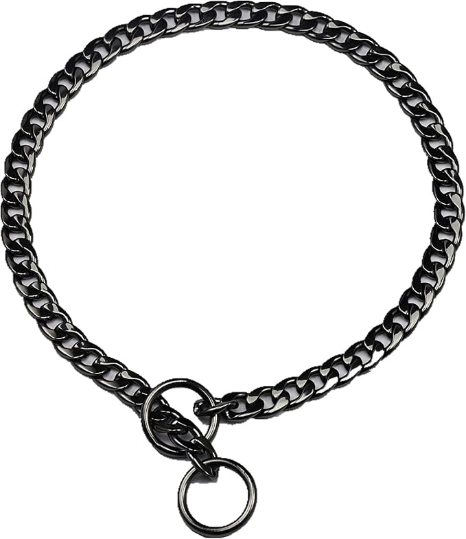 Stainless Steel P Chock Metal Chain -JYHY Dog Necklace Collars Walking Training Pet Supplies for Small Medium Large Dogs (22" (Neck Fits 18"-20"), Black)
