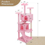 Athena Collection Cat Tree, 77 Inch Cat Tower for Indoor Cats, Multi-Level Cat Tree Tower Activity Center with 2 Cat Condo & Cat Scratching Post & Dangling Ball, Tall Cat Tree, Soft Pink