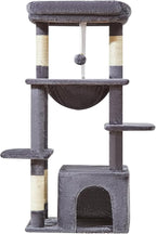 Taoqimiao Cat Tree,39.4-Inch Cat Tower for Indoor Cats,Suitable for Kittens with Luxurious cat condo with Soft Hammock and Luxurious Perch MS027G Smoky Gray