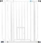 Carlson 36" Extra Tall Walk Through Dog Gate for Doorways & Bottom of Stairs, Metal Pet Gate with Small Pet Door, Expands 29.5”–36.5”, White