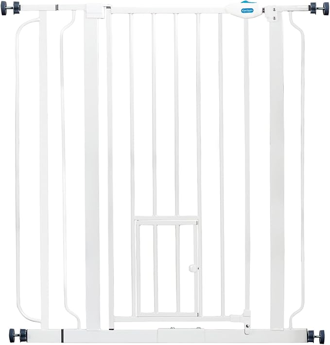 Carlson 36" Extra Tall Walk Through Dog Gate for Doorways & Bottom of Stairs, Metal Pet Gate with Small Pet Door, Expands 29.5”–36.5”, White