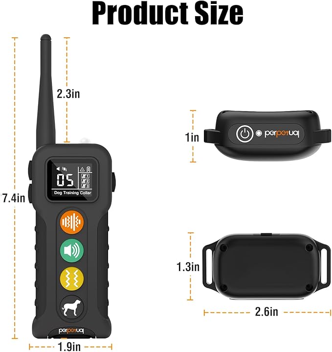 PERPETUAL Dog Vibration Collar with Remote, No Shock & No Prongs - 3300FT Waterproof Rechargeable Training Collar with Beep/Vibrate Modes & Security Lock, Fits Dogs 5-120 lbs