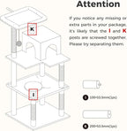 Cat Tree for Indoor Cats, 45.7" Multi-Level Cat Tower with Large Metal Frame Hammock, Cat Condo with 4 Scratching Posts and Top Perch for Small Medium Cat, Beige
