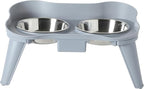 Gibson Home Wags N’ Whiskers 3 Piece Elevated Pet Bowl Set, 12oz Stainless Steel Dog & Cat Bowl with PP Stand, Non-Slip Raised Feeder, Food & Water Station, Dishwasher Safe, Blue