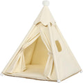 Large Cat & Small Dog Teepee Tent House (Int 26x26x26in/Ext 30x30x33in) for Ragdoll Cat, Mini Schnauzer, Welsh Corgi, Small French Bulldog, Cotton Canvas & Stable Frame