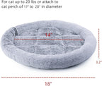 SHENGOCASE 18“ Fluffy Faux Fur Cat Tree Tower Replacement Bed Cushion Pillow with Hook Tapes, Round Donut Cuddler Cat Dog Bed for Desk Table