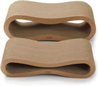 Modkat® Premium 2 Cat Scratcher Set. Large (30L X 10.6H in.) and Small (26.6L X 7H in.) Sizes. Scratch, Play Lounge. High-Grade Cardboard, 100% Recyclable, Reversible.