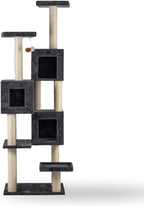 Maykoosh Cat Tree Tower with Multiple Condos & Scratching Posts - 80" Tall, Dark Gray