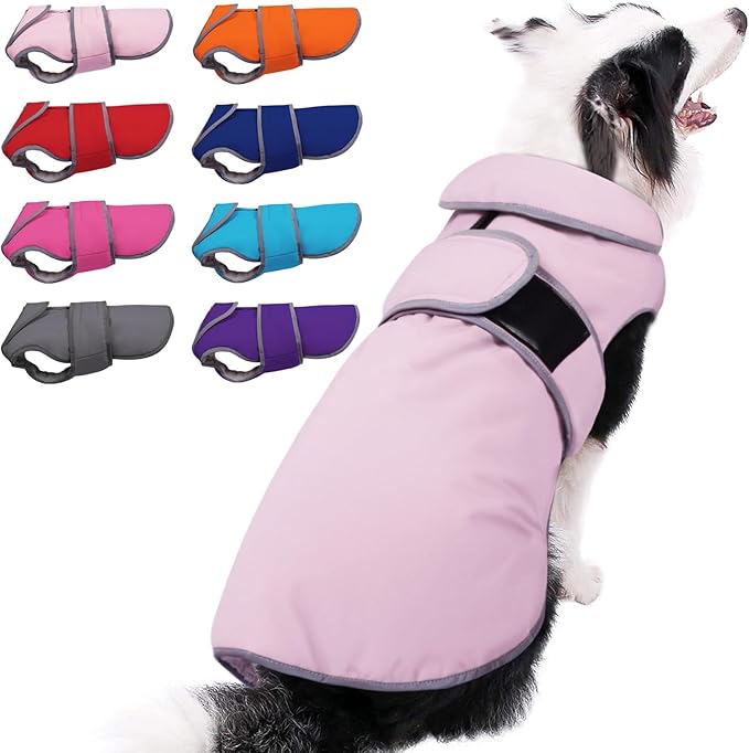 MIGOHI Warm Dog Coat Winter Dog Jacket,Waterproof Cold Weather Coats for Dogs,Fleece Jacket for Small Medium Large Dogs,Reflective Thick Fleece Vest with Leash Hole