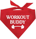 Workout Buddy Dog Bandana | 100% Cotton Adjustable Triangle | Made in USA | Workout | Sports | Gym | Red, X-Small (1095)