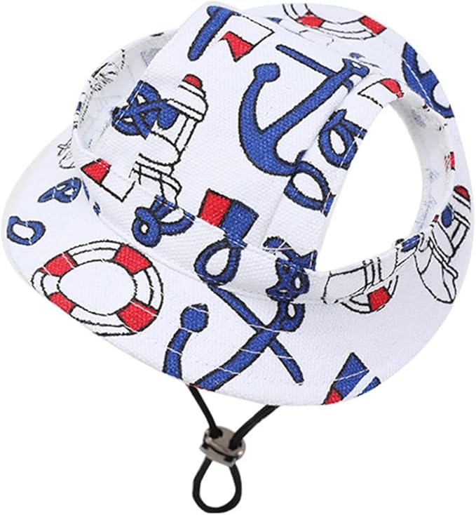 Round Brim Princess Hat Visor Hat Pet Dog Mesh Porous Sun Hat with Ear Holes for, Extra Dog Teddy, Pug, Chihuahua, Shih Tzu, Yorkshire Terriers, Papillon Z-2-navy Small