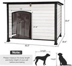 43.3’’ Large Dog House Outdoor Weatherproof Dog Kennel with Upgraded Thickened Metal Frame, Dog Shelter with PVC Curtain, Openable Roof and Removable Floor, Easy to Clean (White)