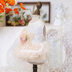 Fashion Sweet Puppy Dog Blingbling Princess Skirt Pet Dog Lace Cake Camisole Tutu Dress G-White-1 L