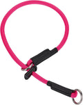 Martingale Dog Collar, 5/16” High-Strength Nylon Rope Slip Collar with Spring-Loaded Adjustable Stopper for Small, Medium & Large Dogs(Pink, 18 inch)