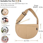 NATUYA Small Dog Carrier Sling Cat Sling, Adjustable Strap Comfy Stylish Puppy Pouch with Big Pockets for Travel Walking Subway (Brown,Adjust Strap-Canvas)