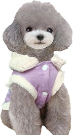 Jecikelon Bowtie Dog Cold Weather Coat Fleece Lining Warm Pet Puppy Turtleneck Dogs Winter Clothes for Small Dogs with D-Ring (Purple, X-Large)