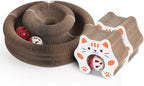 Magic Organ Cat Scratcher Board Cat Ball Adventure The Ultimate Interactive Mental Physical Exercise for Indoor Cats Toy (White and Orange, 2PCS)