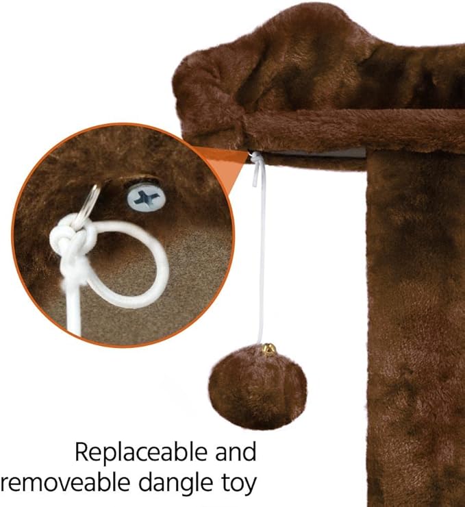 Topeakmart 54in Cat Tree, Cat Tower w/Large Cat Condo Scratching Posts and Perch, Cat Stand House Furniture, Brown