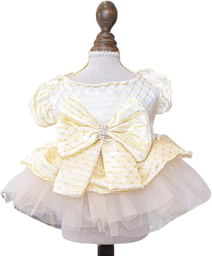 Fashion Sweet Puppy Dog Blingbling Princess Skirt Pet Dog Lace Cake Camisole Tutu Dress G-White-2 S